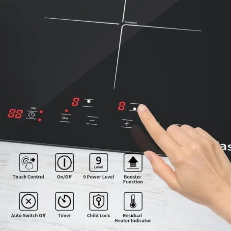 IsEasy Electric Induction Hob With Plug-in, Built-in & Portable Cooktop, 2 Zones 30cm 3000W - Image 4