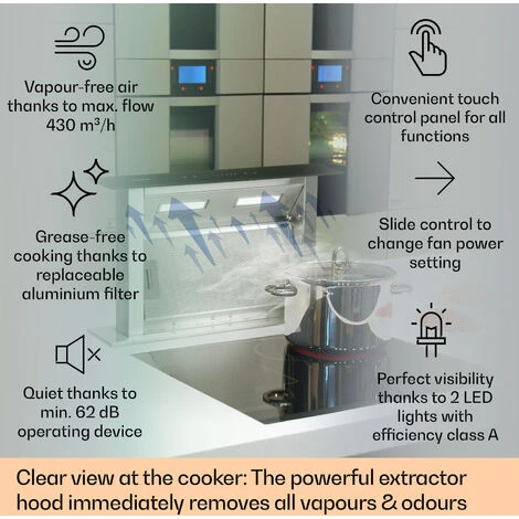 Klarstein Royal Flush Downdraft Cooker Extractor Hood 430 M³ / H 60 Cm - Image 2