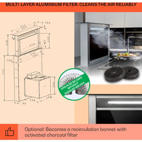Klarstein Royal Flush Eco Cooker Hood 60 Cm 576 M³/h A+ - Image 5
