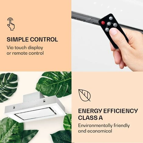 Klarstein Remy Ceiling Hood 90 Cm 619 M³/h 230W 3 Levels Remote Control - Image 5
