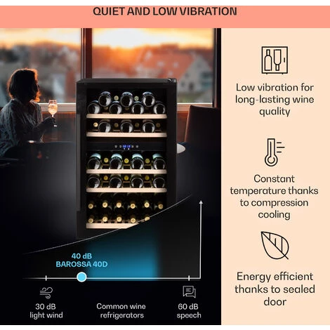 Klarstein Barossa 40 Duo Wine Fridge 2 Zones 41 Bottles Glass Door Touch LED - Image 4