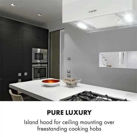 Klarstein Kronleuchter L Island Exhaust Hood 60cm Exhaust Air: 590m³ / H LED Touch White - Image 2