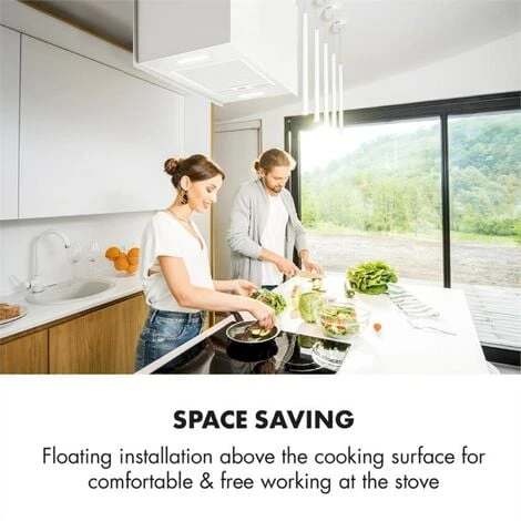 Klarstein Kronleuchter L Island Exhaust Hood 60cm Exhaust Air: 590m³ / H LED Touch White - Image 5