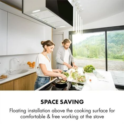 Klarstein Kronleuchter XL Island Exhaust Hood 90cm Exhaust Air: 590m³ / H LED Touch Black - Image 5