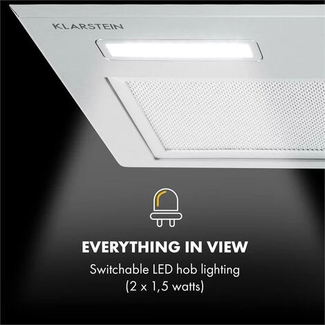 Klarstein Simplica Extractor Hood Recessed 52cm Exhaust Air: 400 M³ / H LED Stainless Steel - Image 5