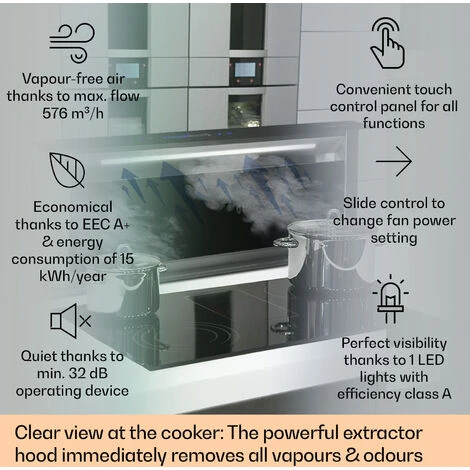 Klarstein Royal Flush Eco Cooker Hood 90 Cm 576 M³/h A+ - Image 2