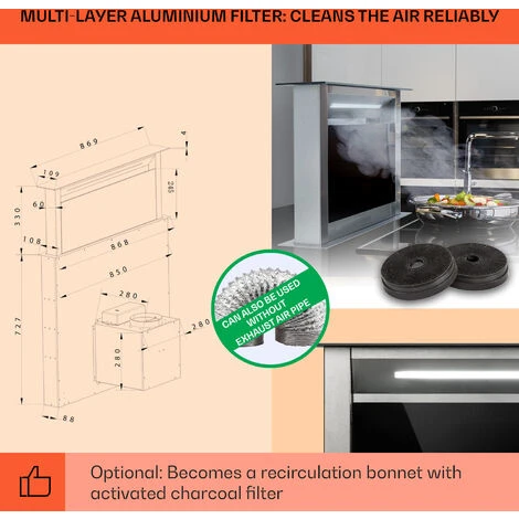 Klarstein Royal Flush Eco Cooker Hood 90 Cm 576 M³/h A+ - Image 5