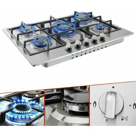 AREBOS Stainless Steel Gas Cooker - 5 Burners - 68 Cm