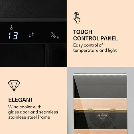 Klarstein Vinovilla Smart Wine Fridge 50l / 20 Bottles Glass Door Stainless Steel - Image 3