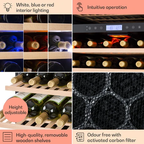 Klarstein Vinovilla Grande 162 Built-in Duo Onyx Edition Wine Fridge 425 Litres 162 Bottles - Image 5