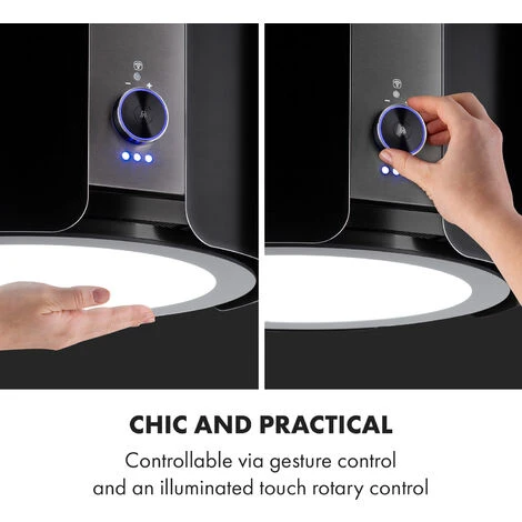 Klarstein Skyfall Smart, Island Extractor Hood, Ø45cm, Circulating Air, 402m³ / H, LED, Stainless Steel, Black - Image 4