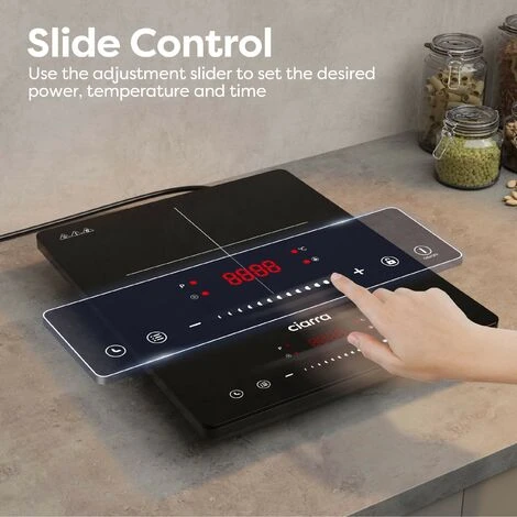 CIARRA Single Induction Hob 2000W, Touch Control Black Polished Crystal Glass Panel Safety Lock-CBTIH1 - Image 3
