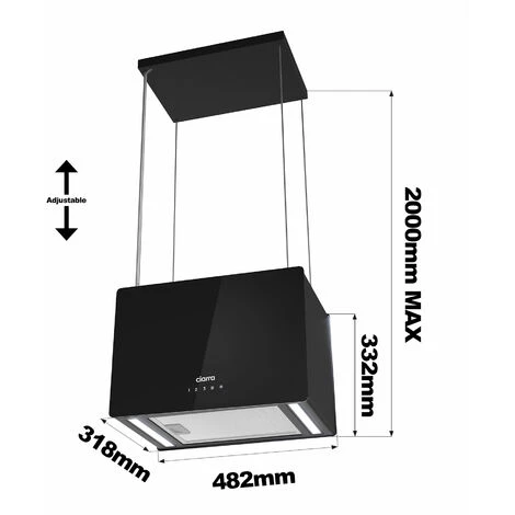 CIARRA 48cm Island Hood 700m3/h With 4-speed Extraction Class A++ Ceiling Hood -CD4850B - Image 5