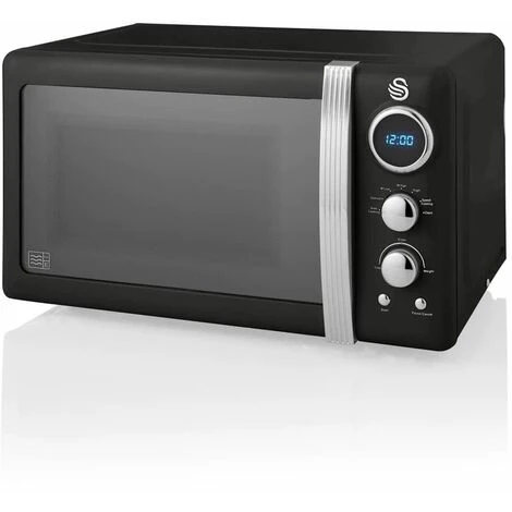 Swan Retro 800W LED Digital Microwave Black