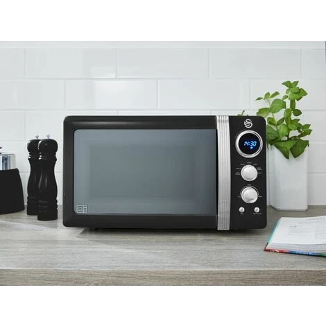 Swan Retro 800W LED Digital Microwave Black - Image 4