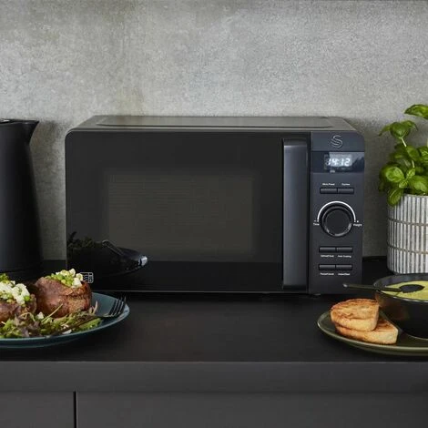 Swan Stealth 20L LED Matt Black Microwave - Image 3