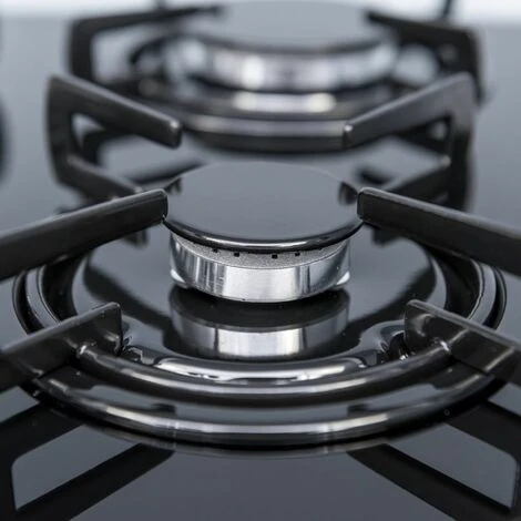 SIA GHG713BL 70cm Black 5 Burner Gas On Glass Hob With Enamel Pan Stands & FFD - Image 3