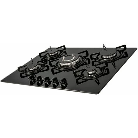 SIA GHG713BL 70cm Black 5 Burner Gas On Glass Hob With Enamel Pan Stands & FFD - Image 5