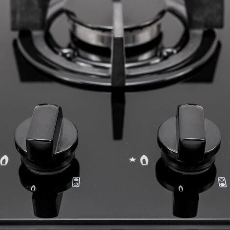 SIA GHG301BL 30cm Black 2 Burner Gas On Glass Domino Hob & Cast Iron Stands - Image 2