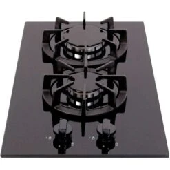 SIA BGH30BL 30cm Black Gas On Glass Domino Hob Cast Iron Supports LPG Kit