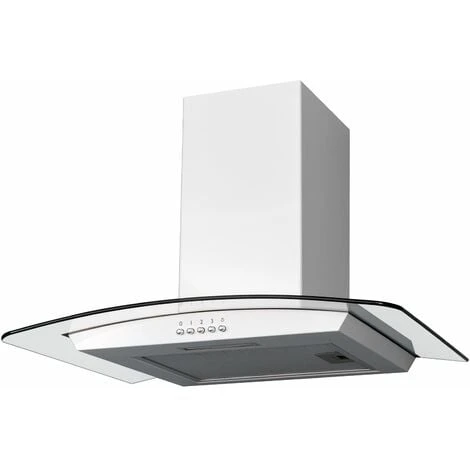 SIA CGH60WH 60cm White Curved Glass Chimney Cooker Hood Kitchen Extractor Fan