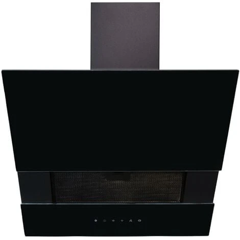 60cm Black Angled Cooker Hood With Sliding Glass Panel - SIA AGTC60BL