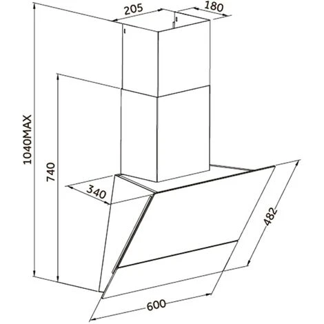 60cm Black Angled Cooker Hood With Sliding Glass Panel - SIA AGTC60BL - Image 3