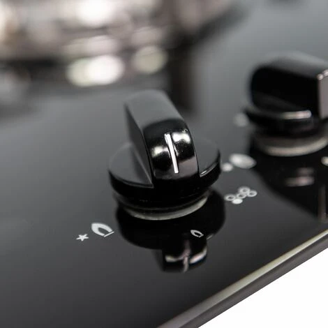 SIA GHG703BL 70cm Black 5 Burner Gas On Glass Hob With Cast Iron Pan Stands - Image 2