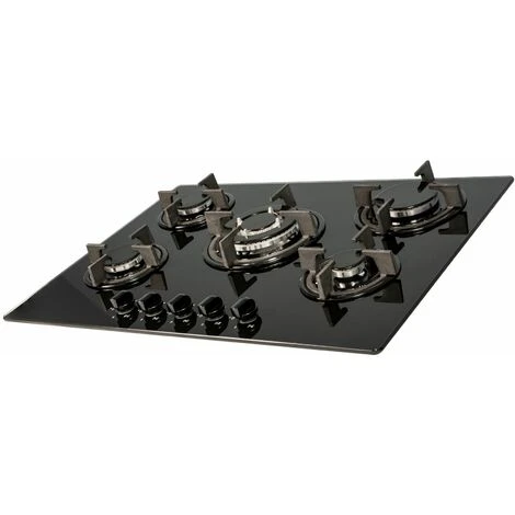 SIA GHG703BL 70cm Black 5 Burner Gas On Glass Hob With Cast Iron Pan Stands - Image 5