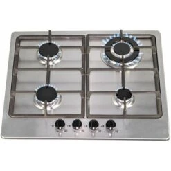 SIA SSG601SS 60cm Stainless Steel 4 Burner Gas Hob With Cast Iron Pan Stands