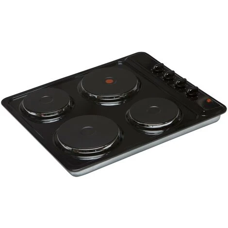 SIA PHP601BL 60cm Black 4 Zone Electric Solid Plate Easy Clean Side Control Hob - Image 5
