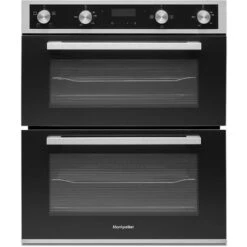 60cm Black Built Under Double Electric Fan Oven 85L - Montpellier DO3550UB