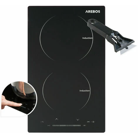 AREBOS Induction Hob 3000W 2 Hobs 30 Cm Autarkic With Sensor Touch Timer Child Safety Overheating Protection Auto Switch-off
