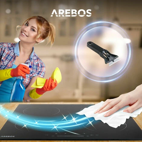 AREBOS Induction Hob 3000W 2 Hobs 30 Cm Autarkic With Sensor Touch Timer Child Safety Overheating Protection Auto Switch-off - Image 4