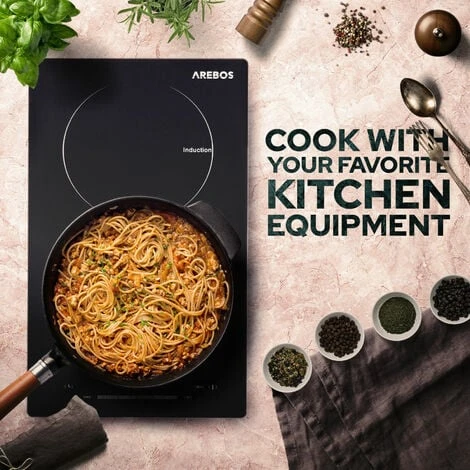 AREBOS Induction Hob 3000W 2 Hobs 30 Cm Autarkic With Sensor Touch Timer Child Safety Overheating Protection Auto Switch-off - Image 5