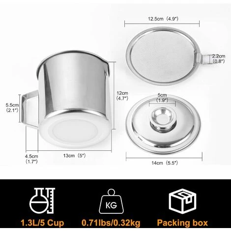 Bacon Grease Container With Stainless Steel Grease Strainer Perfect As Pan Grease Holder, Cooking Oil Keeper And Storage1.2L - Image 3