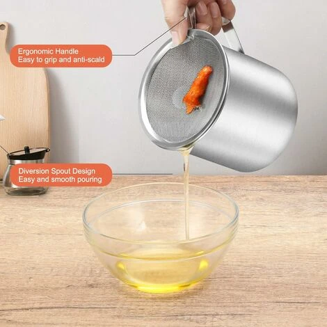 Bacon Grease Container With Stainless Steel Grease Strainer Perfect As Pan Grease Holder, Cooking Oil Keeper And Storage1.2L - Image 5