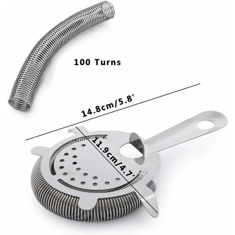 Hawthorne Cocktail Strainer Stainless Steel Bar Strainer Professional 4 Prong Strainer With 100 Wire Spring - Image 2