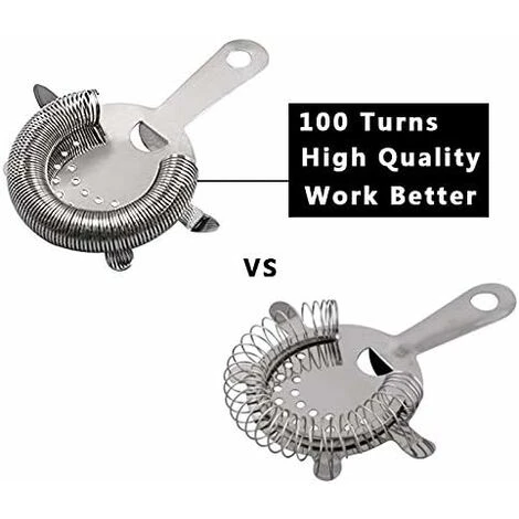 Hawthorne Cocktail Strainer Stainless Steel Bar Strainer Professional 4 Prong Strainer With 100 Wire Spring - Image 3