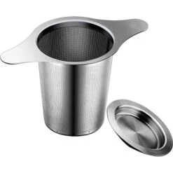 Extra Fine 18/8 Stainless Steel Tea Infuser Mesh Strainer With Large Capacity & Perfect Size Double Handles For Hanging On Teapots, Mugs, Cups To Steep Loose Leaf Tea And Coffee