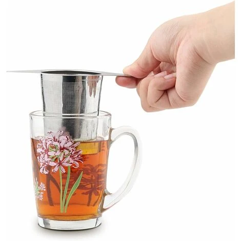 Extra Fine 18/8 Stainless Steel Tea Infuser Mesh Strainer With Large Capacity & Perfect Size Double Handles For Hanging On Teapots, Mugs, Cups To Steep Loose Leaf Tea And Coffee - Image 2