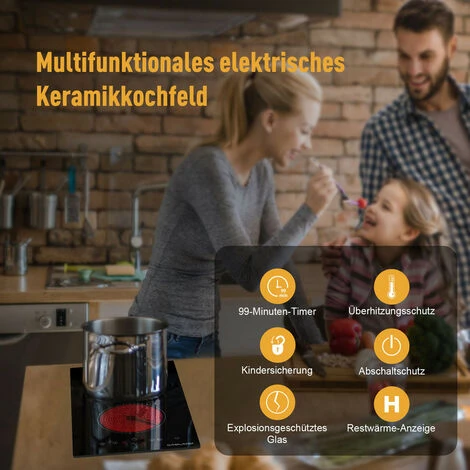 GASLAND Chef CH30BF 30cm Built-in Ceramic Hob, 2 Zones Electric Cooktop Sensor Touch Controls Timer Child Lock, 3kW - Image 3