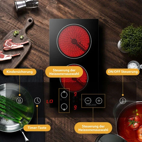 GASLAND Chef CH30BF 30cm Built-in Ceramic Hob, 2 Zones Electric Cooktop Sensor Touch Controls Timer Child Lock, 3kW - Image 4