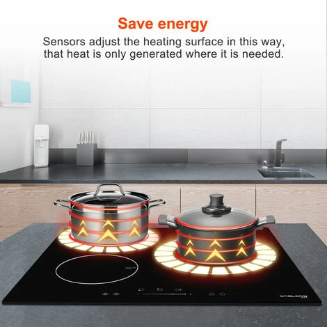 Gasland Chef IH603BF 60cm Built-in Induction Hob, 3 Zones Electric Cooktop 5800W, With Slider Touch Control, Boost Function - Image 2