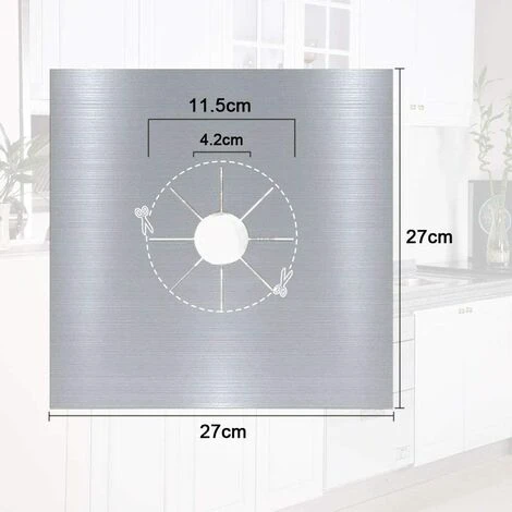 8Pcs Gas Hob Protector Teflon Silver Hob Gas Protector Gas Stove Protector Gas Stove Gas Burner Protector Non-stick Corrosion Protector (Silver 2727cm) - Image 2