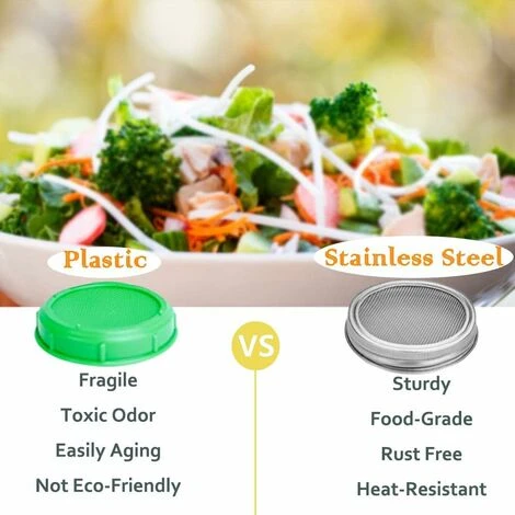 Pack Stainless Steel Sprouting Jar Lid Kit For Excellent Ventilation Wide Mouth Mason Jars Mason Jars For Making - Image 5