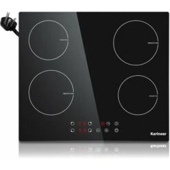 Karinear Plug In Induction Hob, 60cm 4 Zones Electric Hob With Touch Control, Black Vitro Ceramic Glass