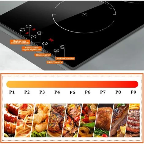 2 Zone Induction Hob, Hobsir Electric Hob 30cm, Built-in Induction Cooker, Touch Control, 9 Heating Levels, Safety Lock, Timer, 3500W, Hard Wire, No Plug Included - Image 4