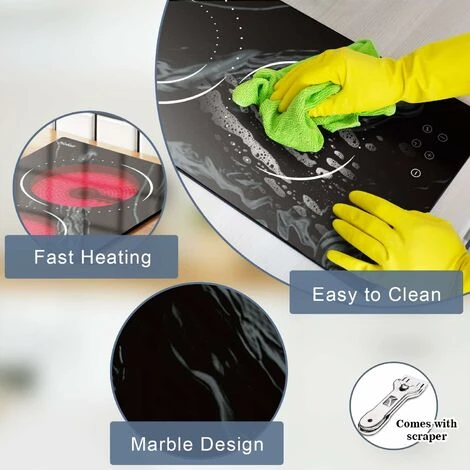 2 Zone Ceramic Hob, Hobsir Built-in Electric Hob 30cm, Marble, 3200W, Touch Control, Doul Zone, 9 Heating Levels, Safety Lock,Timer, Hard Wire, No Plug Included, LH09 - Image 4