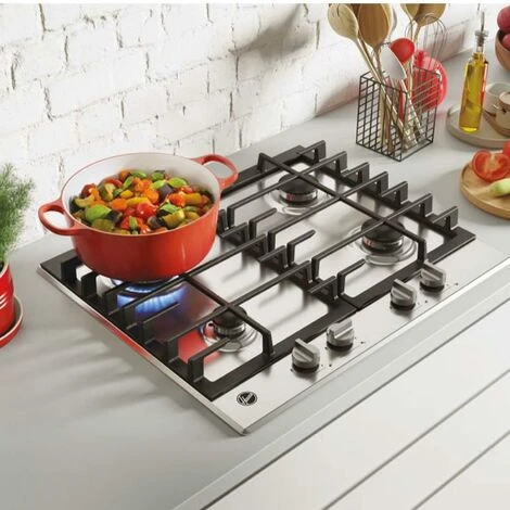 Hoover 60cm 4 Burner Gas Hob In Stainless Steel, Cast Iron Grids - HHG6BRK3X - Image 4